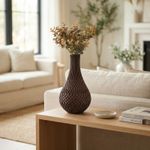 Casa si Gradina - Decoratiuni - Obiecte decorative - Vaze si boluri decorative - Vaza Decorativa cu Model Dantelat, Maro, 22 cm - Infinity.ro