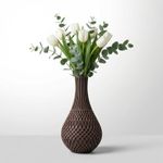 Casa si Gradina - Decoratiuni - Obiecte decorative - Vaze si boluri decorative - Vaza Decorativa cu Model Dantelat, Maro, 22 cm - Infinity.ro