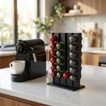 Electronice si Electrocasnice - Electrocasnice bucatarie - Preparare bauturi - Accesorii si consumabile aparate preparare bauturi - Suport Capsule Cafea Vertical cu Acces Dublu, Negru, 25 cm - Infinity.ro