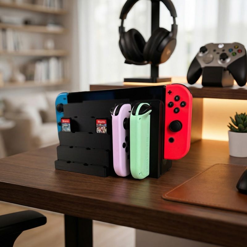 PC, gaming si accesorii - Gaming - Accesorii gaming - Accesorii console gaming - Organizator Consola si Jocuri Armonie, Negru, 17 cm - Infinity.ro