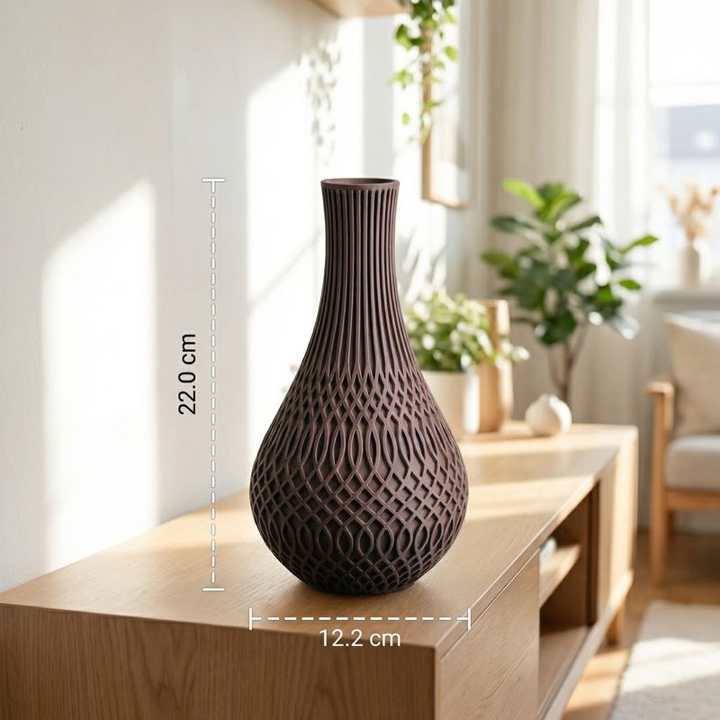 Casa si Gradina - Decoratiuni - Obiecte decorative - Vaze si boluri decorative - Vaza Decorativa cu Model Dantelat, Maro, 22 cm - Infinity.ro