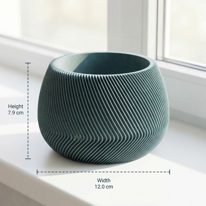 Casa si Gradina - Gradinarit si plante - Plante si ghivece - Ghivece si suporturi - Ghiveci Decorativ cu Textura Striata, Albastru petrol, 12 cm - Infinity.ro