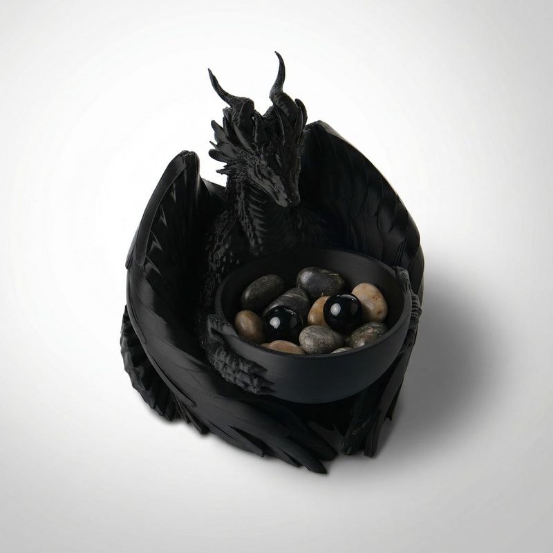 Casa si Gradina - Decoratiuni - Obiecte decorative - Vaze si boluri decorative - Bol Decorativ Dragon Gothic, Negru, 18 cm - Infinity.ro