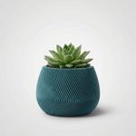 Casa si Gradina - Gradinarit si plante - Plante si ghivece - Ghivece si suporturi - Ghiveci Decorativ cu Textura Striata, Albastru petrol, 12 cm - Infinity.ro