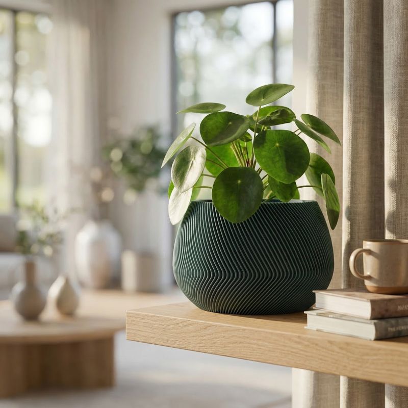 Casa si Gradina - Gradinarit si plante - Plante si ghivece - Ghivece si suporturi - Ghiveci Decorativ cu Textura Striata, Albastru petrol, 12 cm - Infinity.ro