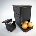 Casa si Gradina - Mobilier - Organizare si depozitare - Cutii depozitare - Cutie Depozitare Legume, Design Modern Ventilat pentru Evitarea Mucegaiului, Negru cu Rosu, 24 cm - Infinity.ro