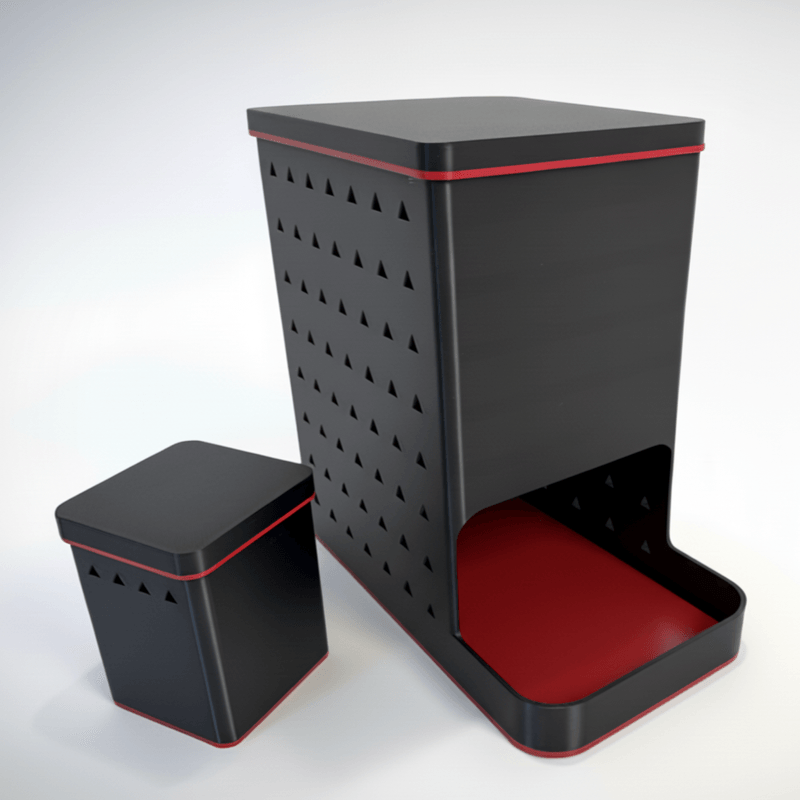 Casa si Gradina - Mobilier - Organizare si depozitare - Cutii depozitare - Cutie Depozitare Legume, Design Modern Ventilat pentru Evitarea Mucegaiului, Negru cu Rosu, 24 cm - Infinity.ro