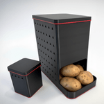 Casa si Gradina - Mobilier - Organizare si depozitare - Cutii depozitare - Cutie Depozitare Legume, Design Modern Ventilat pentru Evitarea Mucegaiului, Negru cu Rosu, 24 cm - Infinity.ro