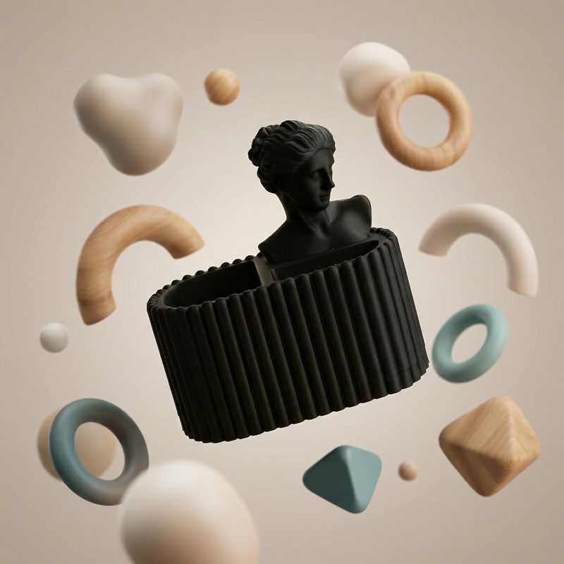 Carti si Birotica - Birotica - Accesorii de birou - Suporturi accesorii birou - Organizator Birou Sculptural cu Bust Clasic, Negru, 17 cm - Infinity.ro