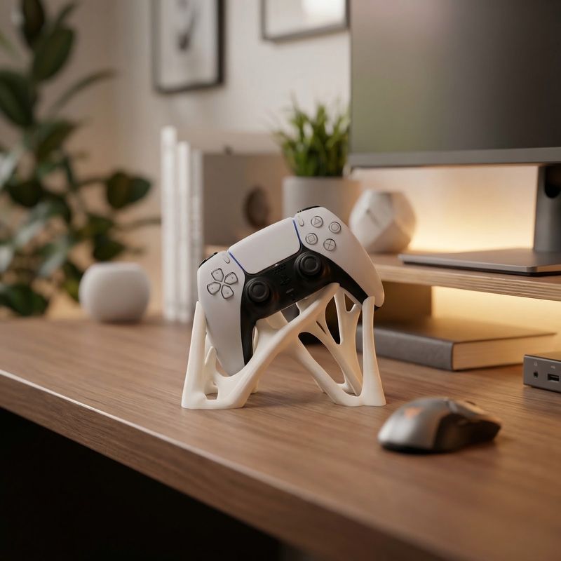 PC, gaming si accesorii - Gaming - Accesorii gaming - Accesorii console gaming - Suport Controller Gaming cu Design Arahnid, Alb, 17 cm - Infinity.ro