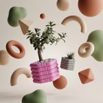Casa si Gradina - Gradinarit si plante - Plante si ghivece - Ghivece si suporturi - Ghiveci decorativ, roz, 13 cm, aspect textil matlasat - Infinity.ro
