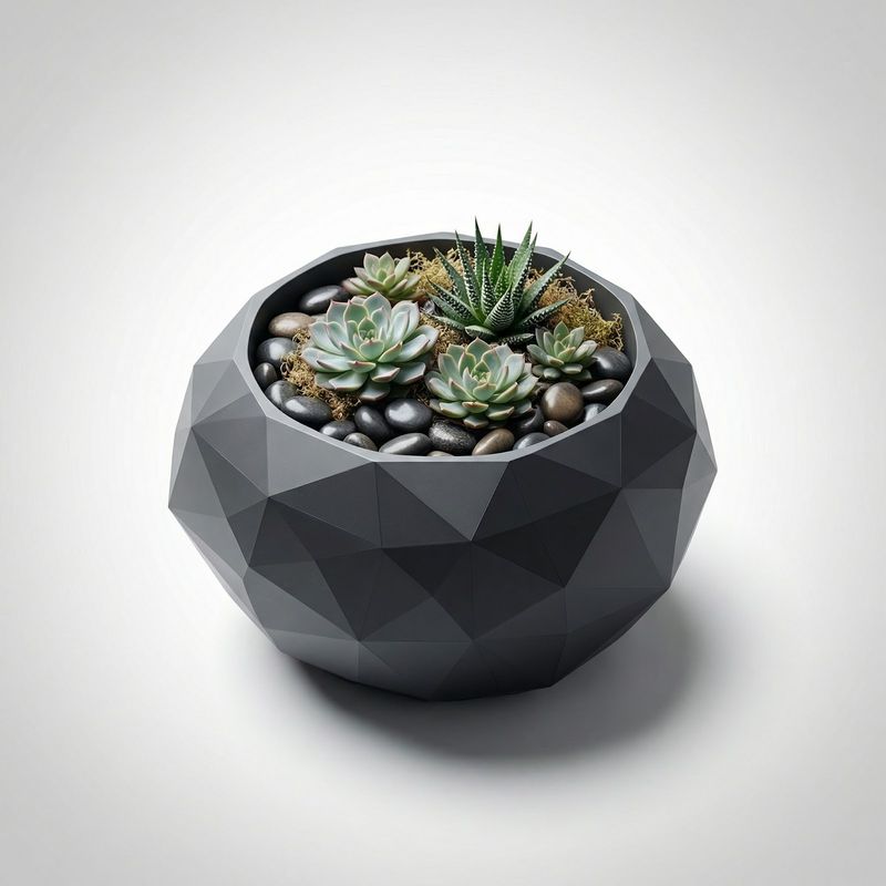 Casa si Gradina - Decoratiuni - Obiecte decorative - Vaze si boluri decorative - Bol Decorativ Geometric, Negru, 14 cm - Infinity.ro