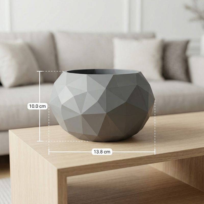 Casa si Gradina - Decoratiuni - Obiecte decorative - Vaze si boluri decorative - Bol Decorativ Geometric, Negru, 14 cm - Infinity.ro