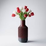 Casa si Gradina - Decoratiuni - Obiecte decorative - Vaze si boluri decorative - Vaza Decorativa cu Nervuri Verticale, Bordo, 18 cm - Infinity.ro