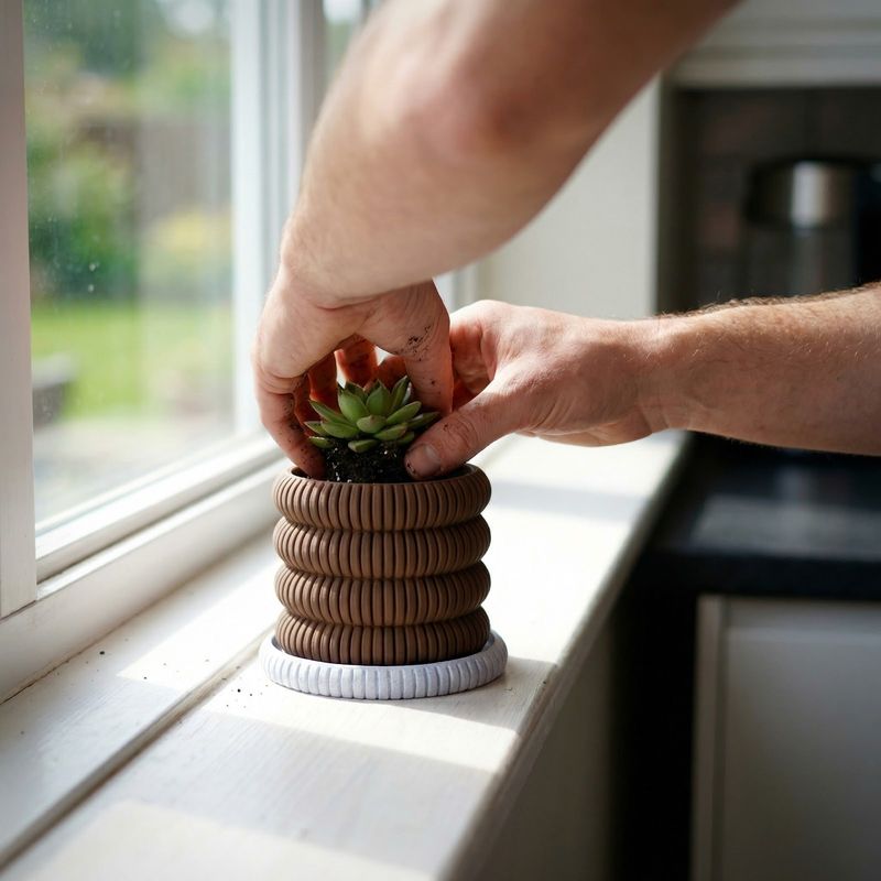 Casa si Gradina - Gradinarit si plante - Plante si ghivece - Ghivece si suporturi - Ghiveci Decorativ Striat cu Farfurie, Maro, 11 cm - Infinity.ro