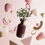 Casa si Gradina - Decoratiuni - Obiecte decorative - Vaze si boluri decorative - Vaza Decorativa cu Nervuri Verticale, Bordo, 18 cm - Infinity.ro