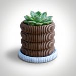 Casa si Gradina - Gradinarit si plante - Plante si ghivece - Ghivece si suporturi - Ghiveci Decorativ Striat cu Farfurie, Maro, 11 cm - Infinity.ro