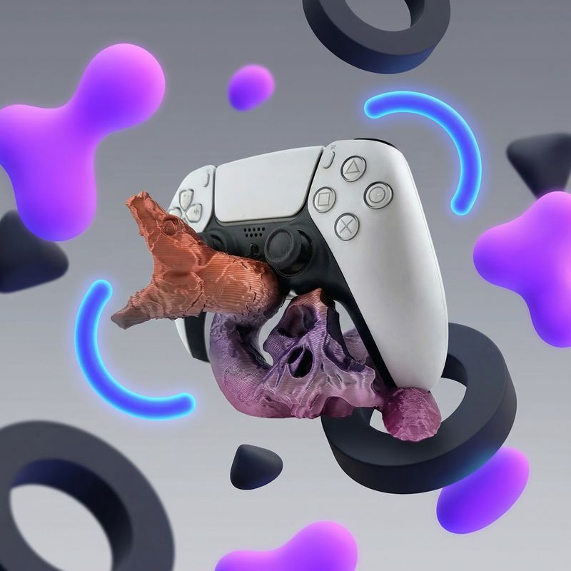 PC, gaming si accesorii - Gaming - Accesorii gaming - Accesorii console gaming - Suport Controller cu Design Craniu si Sarpe, Mov, 12 cm - Infinity.ro