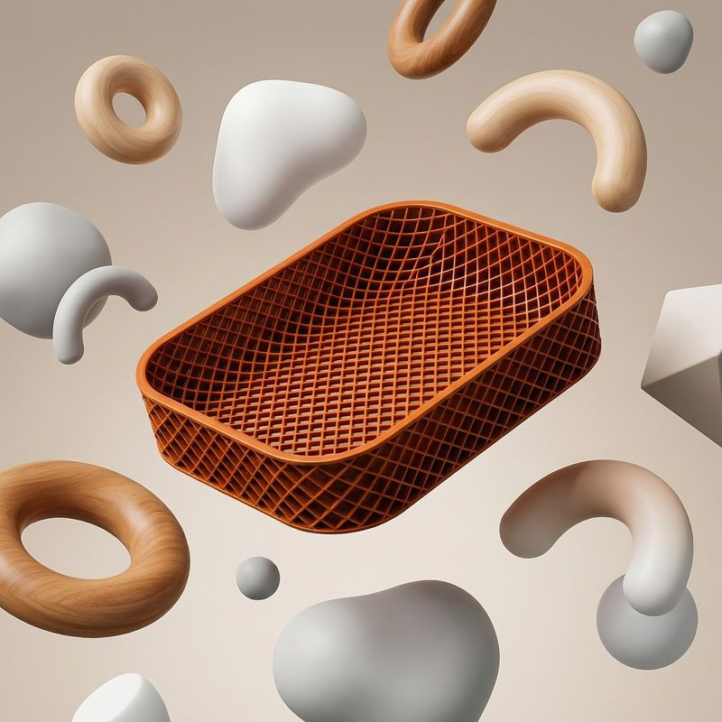 Casa si Gradina - Mobilier - Organizare si depozitare - Cutii depozitare - Tavita Organizatoare Geometrica, Portocaliu, 16 cm - Infinity.ro