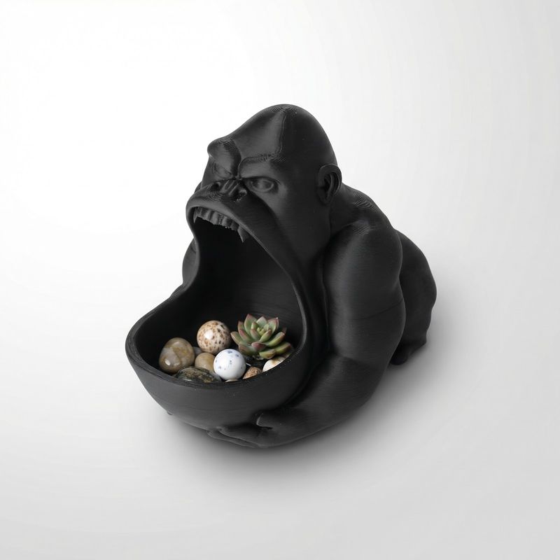Casa si Gradina - Decoratiuni - Obiecte decorative - Vaze si boluri decorative - Bol Decorativ Sculptural Gorilla, Negru, 18 cm - Infinity.ro