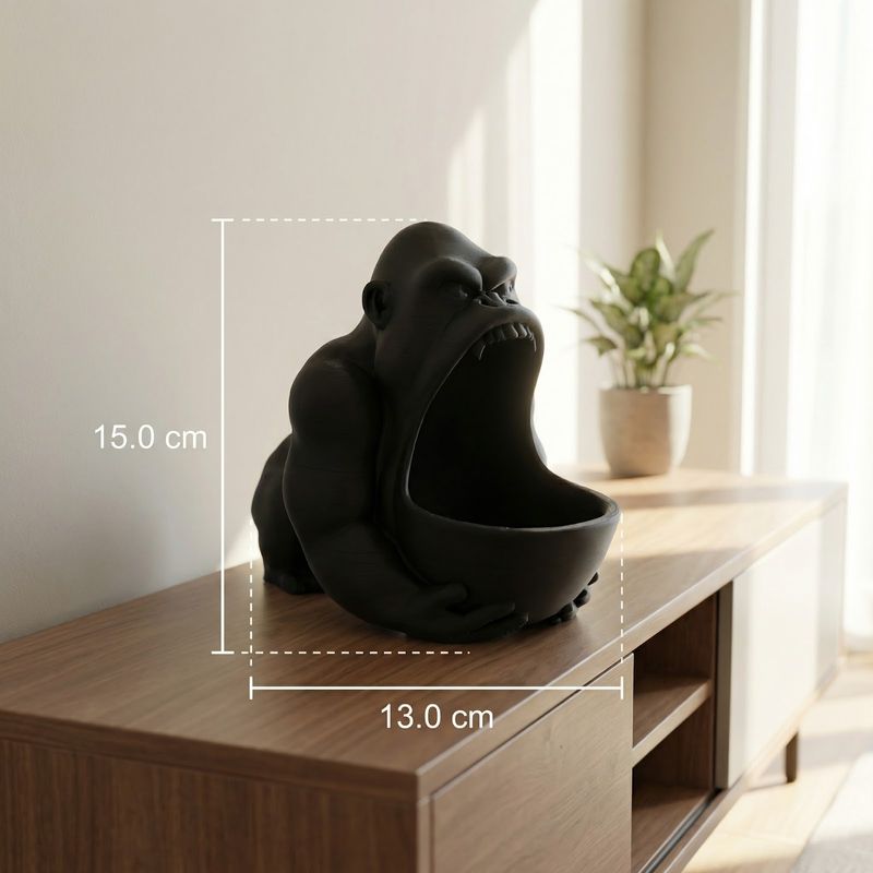 Casa si Gradina - Decoratiuni - Obiecte decorative - Vaze si boluri decorative - Bol Decorativ Sculptural Gorilla, Negru, 18 cm - Infinity.ro