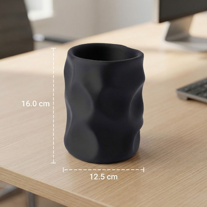 Carti si Birotica - Birotica - Accesorii de birou - Suporturi accesorii birou - Organizator Birou Sculptural, Negru, 16 cm - Infinity.ro