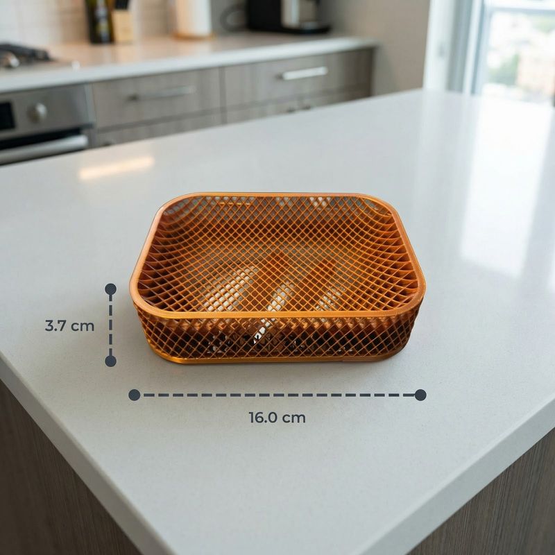Casa si Gradina - Mobilier - Organizare si depozitare - Cutii depozitare - Tavita Organizatoare Geometrica, Portocaliu, 16 cm - Infinity.ro