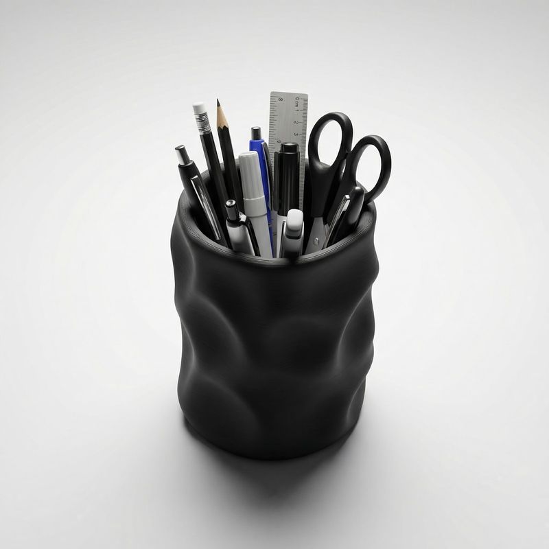 Carti si Birotica - Birotica - Accesorii de birou - Suporturi accesorii birou - Organizator Birou Sculptural, Negru, 16 cm - Infinity.ro