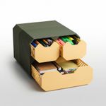 Carti si Birotica - Birotica - Accesorii de birou - Suporturi accesorii birou - Organizator Birou cu Sertare Minimalist, Negru/Auriu, 24 cm - Infinity.ro