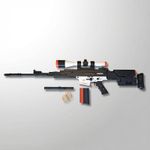 Jucarii, Copii si Bebe - Jucarii si jocuri - Jucarii de rol - Arme de jucarie - Pusca cu Elastice Silueta Tactica, Negru cu Alb, 33 cm - Infinity.ro