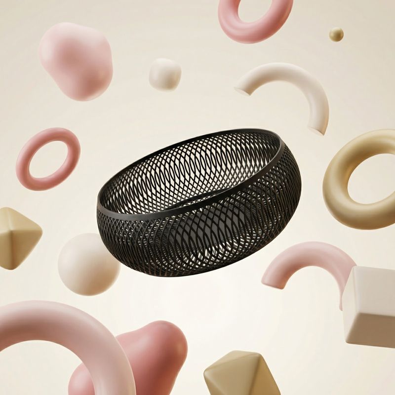 Casa si Gradina - Decoratiuni - Obiecte decorative - Vaze si boluri decorative - Bol Decorativ cu Model Lattice Spiral, Negru, 23 cm - Infinity.ro