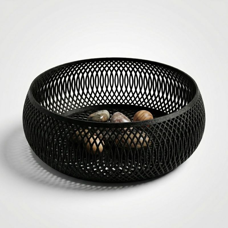 Casa si Gradina - Decoratiuni - Obiecte decorative - Vaze si boluri decorative - Bol Decorativ cu Model Lattice Spiral, Negru, 23 cm - Infinity.ro