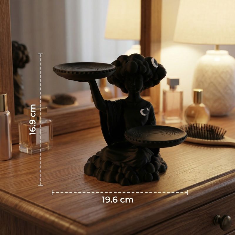 Fashion, accesorii si bijuterii - Femei - Bijuterii femei - Cutii bijuterii - Suport Bijuterii cu Tavi Duble Celest, Negru, 20 cm - Infinity.ro