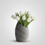 Casa si Gradina - Decoratiuni - Obiecte decorative - Vaze si boluri decorative - Vaza Decorativa cu Linii Diagonale, Gri, 24 cm - Infinity.ro
