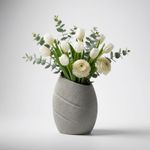Casa si Gradina - Decoratiuni - Obiecte decorative - Vaze si boluri decorative - Vaza Decorativa cu Linii Diagonale, Gri, 24 cm - Infinity.ro