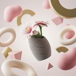 Casa si Gradina - Decoratiuni - Obiecte decorative - Vaze si boluri decorative - Vaza Decorativa cu Linii Diagonale, Gri, 24 cm - Infinity.ro