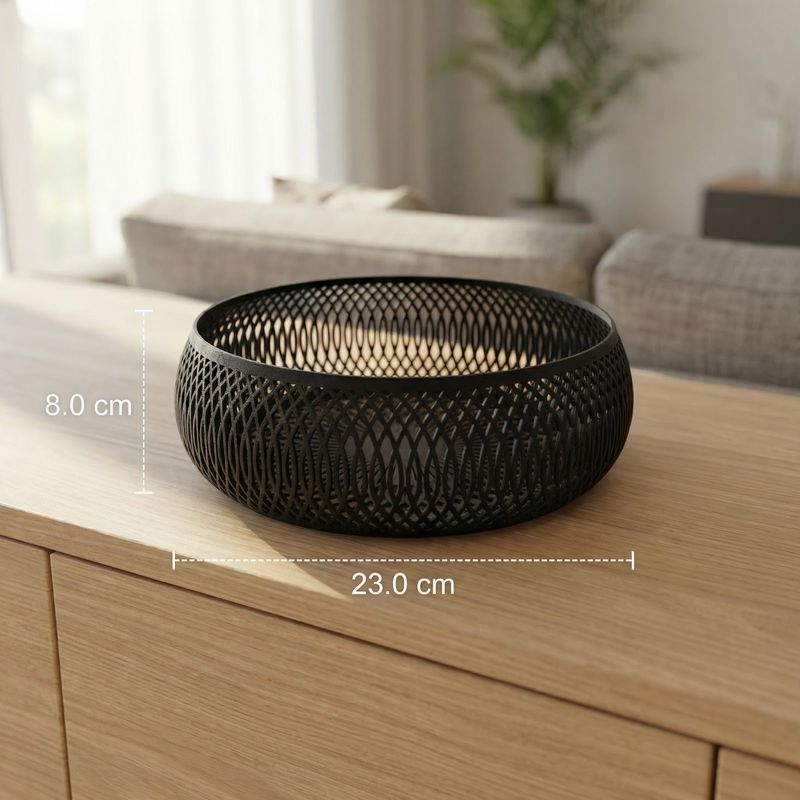 Casa si Gradina - Decoratiuni - Obiecte decorative - Vaze si boluri decorative - Bol Decorativ cu Model Lattice Spiral, Negru, 23 cm - Infinity.ro