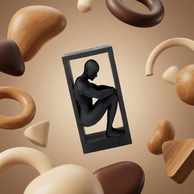 Carti si Birotica - Carti - Accesorii pentru cititori - Suport de Carti Sculptural Silueta Contemplativa, Negru, 15 cm - Infinity.ro