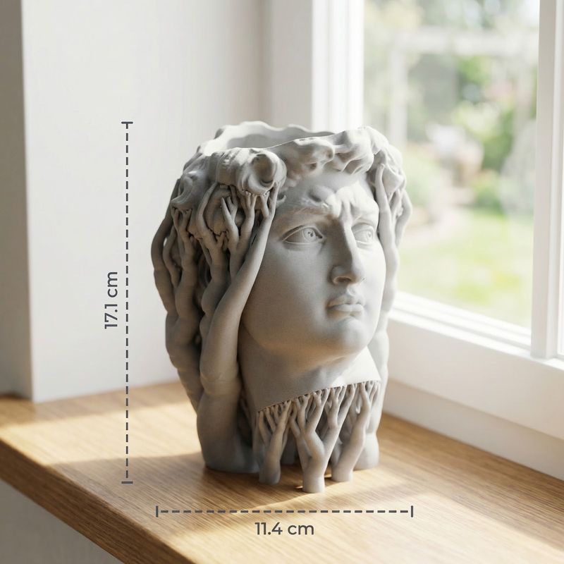 Casa si Gradina - Gradinarit si plante - Plante si ghivece - Ghivece si suporturi - Ghiveci Decorativ Sculptural cu Chip Clasic, Alb, 17 cm - Infinity.ro