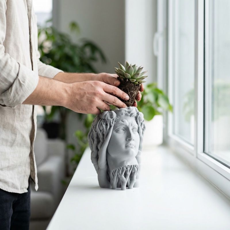 Casa si Gradina - Gradinarit si plante - Plante si ghivece - Ghivece si suporturi - Ghiveci Decorativ Sculptural cu Chip Clasic, Alb, 17 cm - Infinity.ro