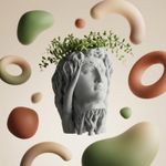 Casa si Gradina - Gradinarit si plante - Plante si ghivece - Ghivece si suporturi - Ghiveci Decorativ Sculptural cu Chip Clasic, Alb, 17 cm - Infinity.ro