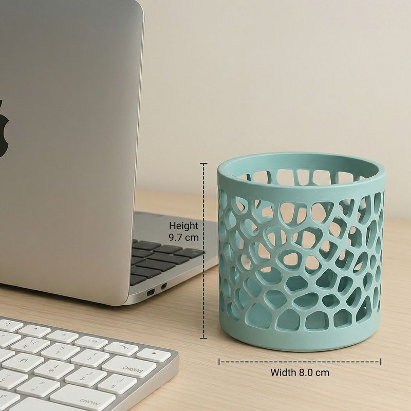 Carti si Birotica - Birotica - Accesorii de birou - Suporturi accesorii birou - Suport Pixuri cu Model Voronoi, Verde Menta, 10 cm - Infinity.ro