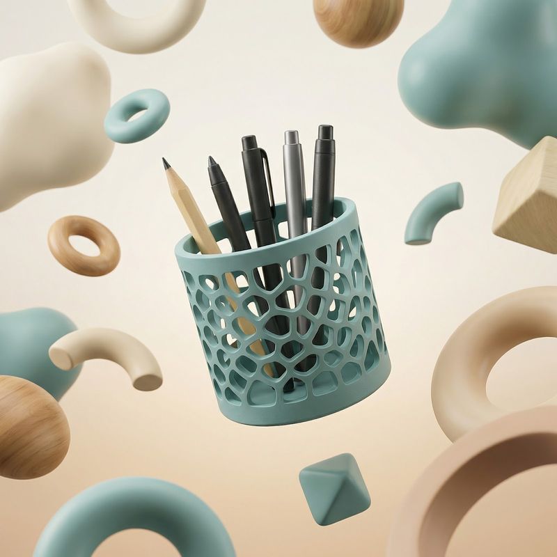 Carti si Birotica - Birotica - Accesorii de birou - Suporturi accesorii birou - Suport Pixuri cu Model Voronoi, Verde Menta, 10 cm - Infinity.ro