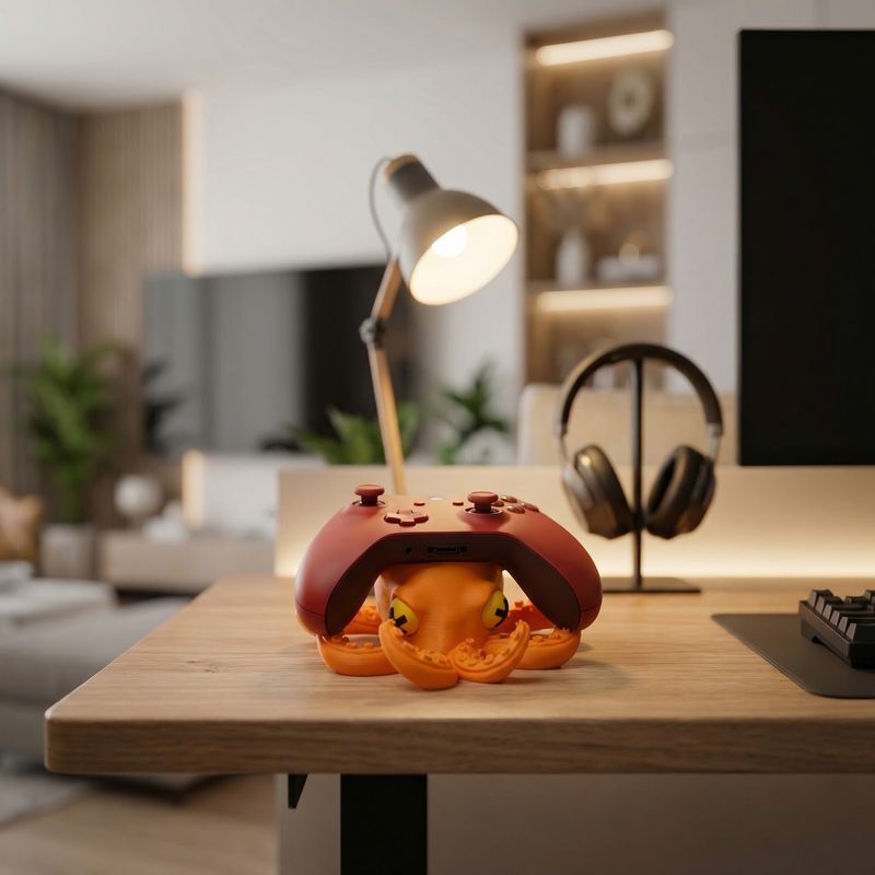 PC, gaming si accesorii - Gaming - Accesorii gaming - Accesorii console gaming - Suport Controller Tentacular Decorativ, Portocaliu, 15cm - Infinity.ro