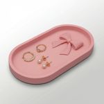 Fashion, accesorii si bijuterii - Femei - Bijuterii femei - Cutii bijuterii - Tavita pentru Bijuterii cu Funda Sculpturala, Roz Pastel, 18 cm - Infinity.ro