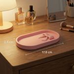 Fashion, accesorii si bijuterii - Femei - Bijuterii femei - Cutii bijuterii - Tavita pentru Bijuterii cu Funda Sculpturala, Roz Pastel, 18 cm - Infinity.ro