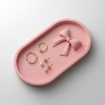 Fashion, accesorii si bijuterii - Femei - Bijuterii femei - Cutii bijuterii - Tavita pentru Bijuterii cu Funda Sculpturala, Roz Pastel, 18 cm - Infinity.ro