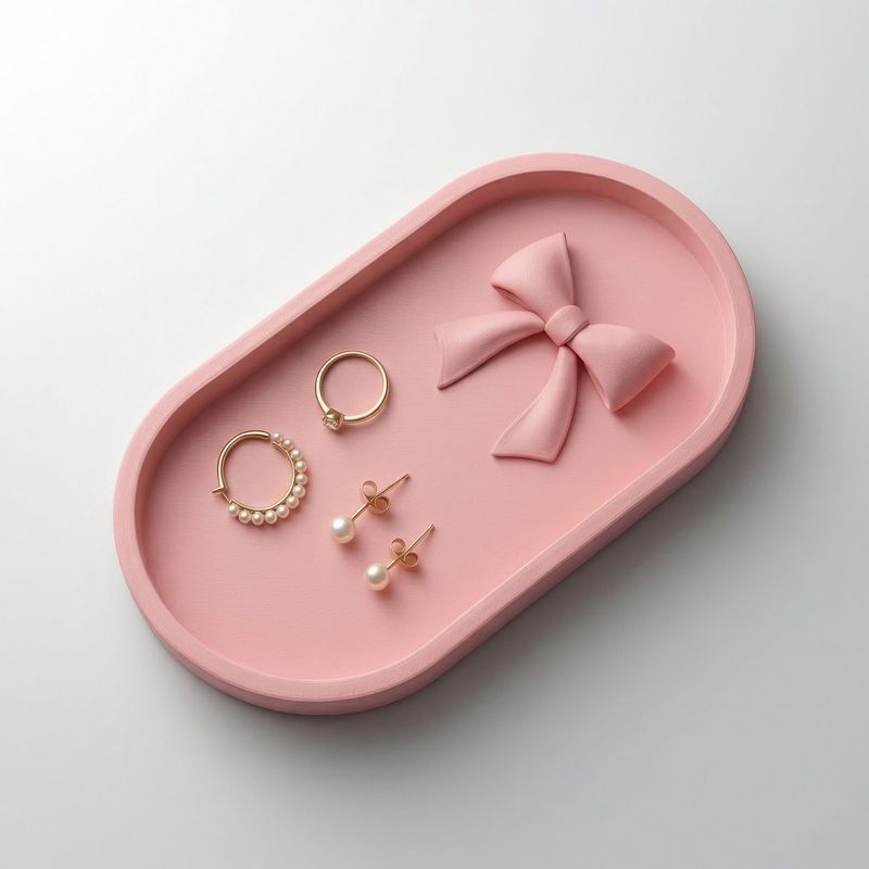Fashion, accesorii si bijuterii - Femei - Bijuterii femei - Cutii bijuterii - Tavita pentru Bijuterii cu Funda Sculpturala, Roz Pastel, 18 cm - Infinity.ro