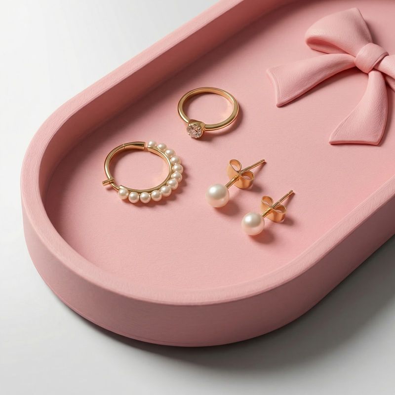 Fashion, accesorii si bijuterii - Femei - Bijuterii femei - Cutii bijuterii - Tavita pentru Bijuterii cu Funda Sculpturala, Roz Pastel, 18 cm - Infinity.ro