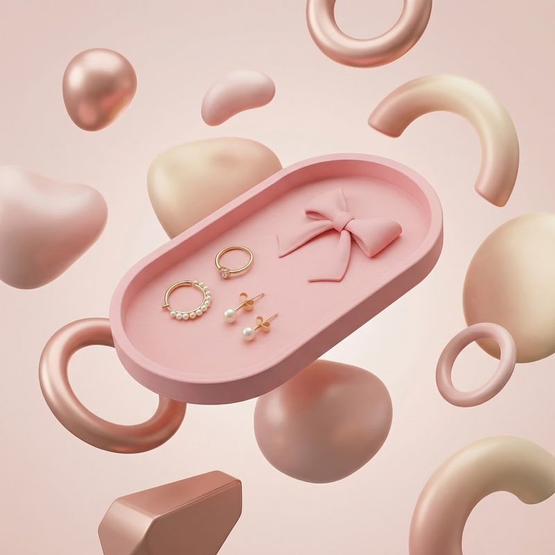 Fashion, accesorii si bijuterii - Femei - Bijuterii femei - Cutii bijuterii - Tavita pentru Bijuterii cu Funda Sculpturala, Roz Pastel, 18 cm - Infinity.ro